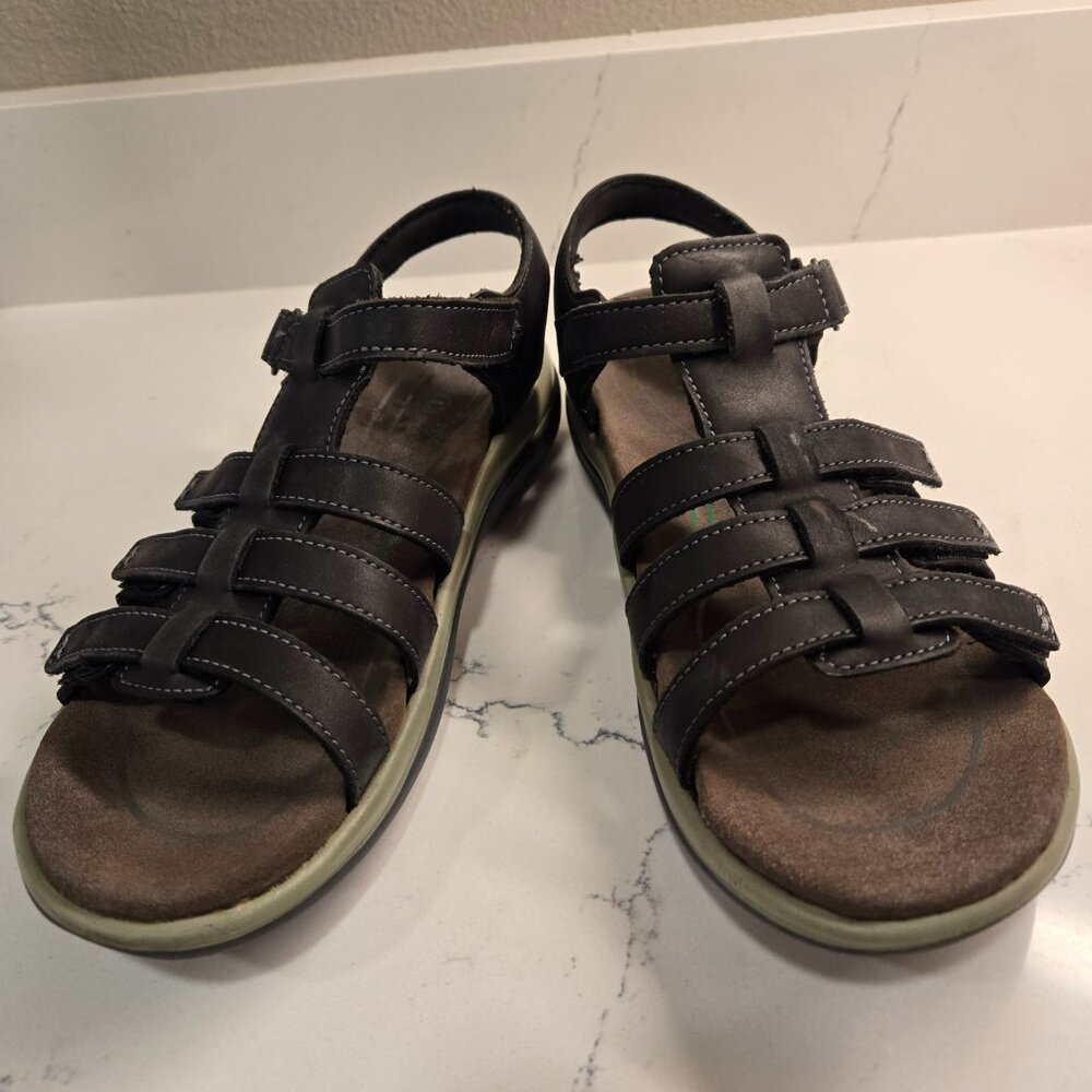 Orthofeet Sandals Amalfi Fisherman strappy style sz 8.5B Black leather